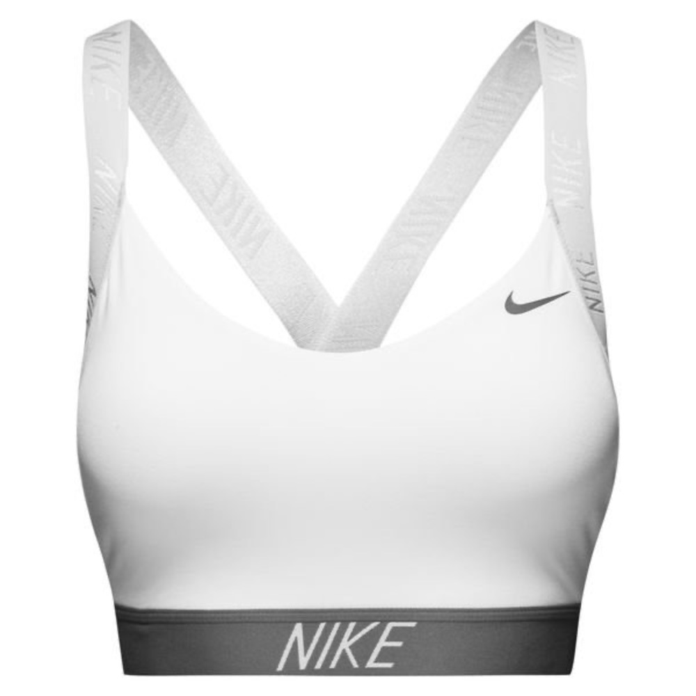 White Nike Pro Indy Logo Sportsbra